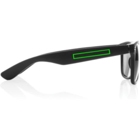 Sonnenbrille aus GRS recyceltem PC Kunststoff schwarz bedrucken, Art.-Nr. P453.961