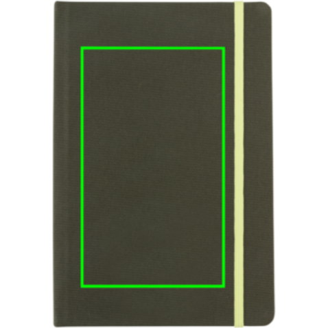 GRS-zertifiziertes rPET-A5-Notizbuch grün, grün bedrucken, Art.-Nr. P774.457