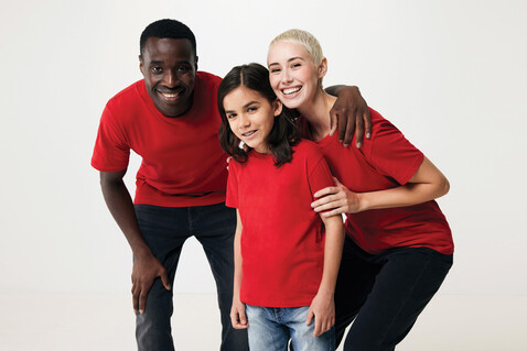 Iqoniq Koli Kids T-Shirt aus recycelter Baumwolle rot bedrucken, Art.-Nr. T6100.029.1314