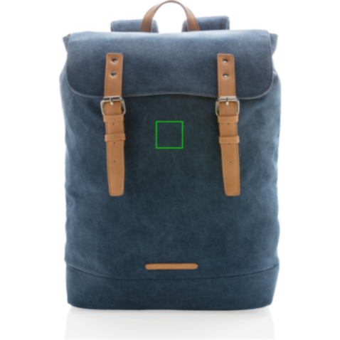 Canvas Laptop-Rucksack, PVC-frei blau bedrucken, Art.-Nr. P762.465