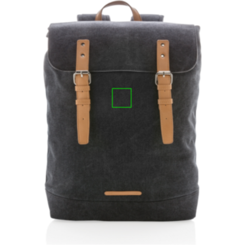 Canvas Laptop-Rucksack, PVC-frei schwarz bedrucken, Art.-Nr. P762.461