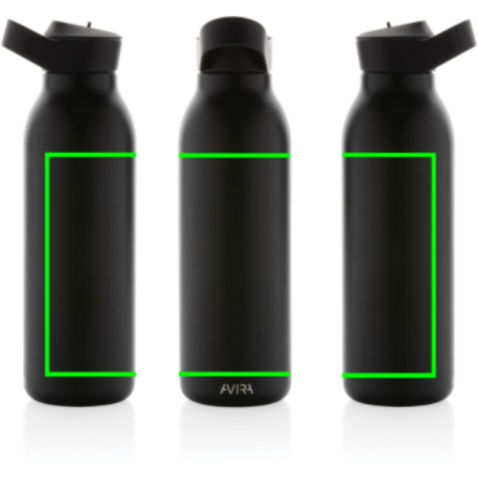 Avira Ara RCS Re-Steel Fliptop Wasserflasche 500ml schwarz bedrucken, Art.-Nr. P438.081