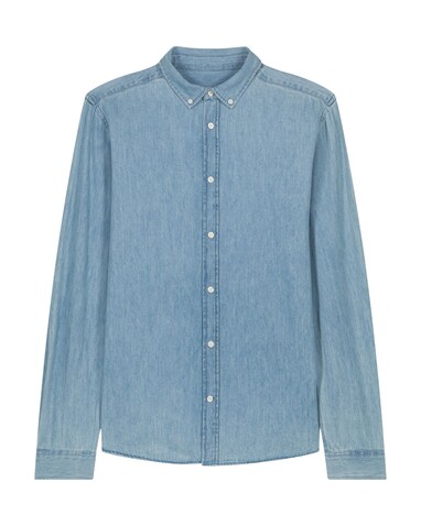 Stanley Denim Shirt - Das Herren-Jeanshemd - Light Wash - L bedrucken, Art.-Nr. STWM967C3701L