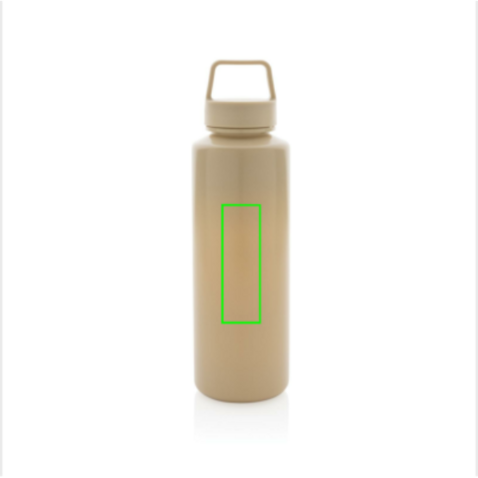 Wasserflasche mit Henkel aus RCS rPP braun bedrucken, Art.-Nr. P435.019