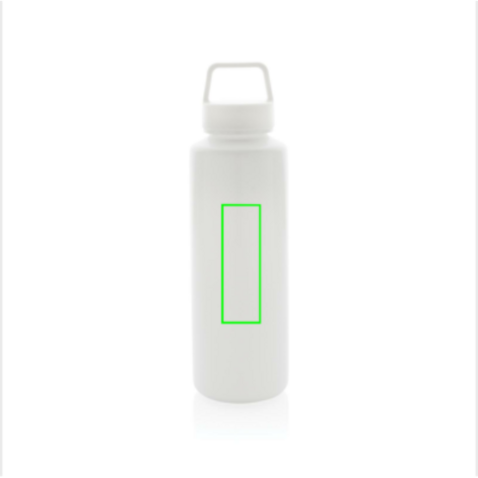 Wasserflasche mit Henkel aus RCS rPP weiß bedrucken, Art.-Nr. P435.013