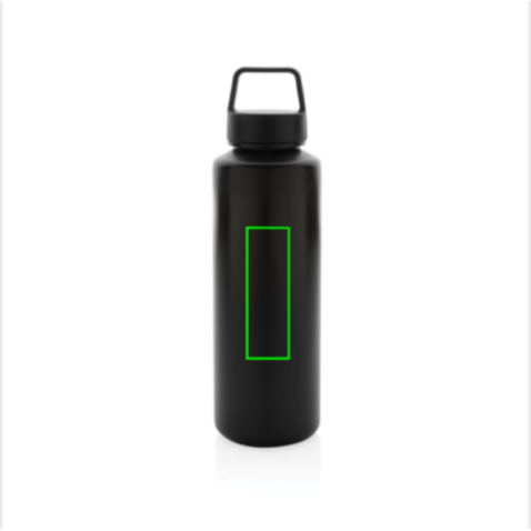 Wasserflasche mit Henkel aus RCS rPP schwarz bedrucken, Art.-Nr. P435.011