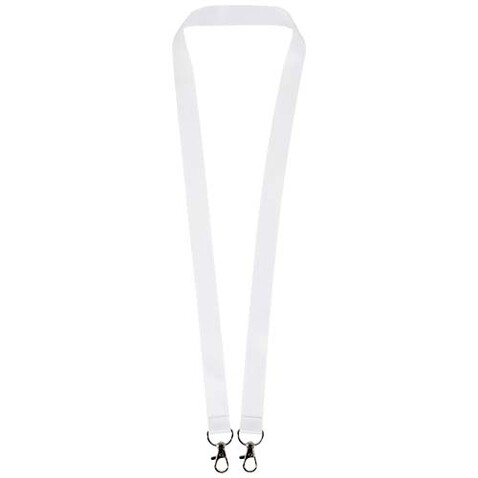 Leia Sublimation RPET-Lanyard mit 2 Metallhaken, weiss, 10mm bedrucken, Art.-Nr. 1PL1101C