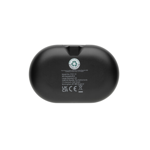 Fitsound TWS-Ohrhörer aus RCS recyceltem Kunststoff schwarz bedrucken, Art.-Nr. P331.1001