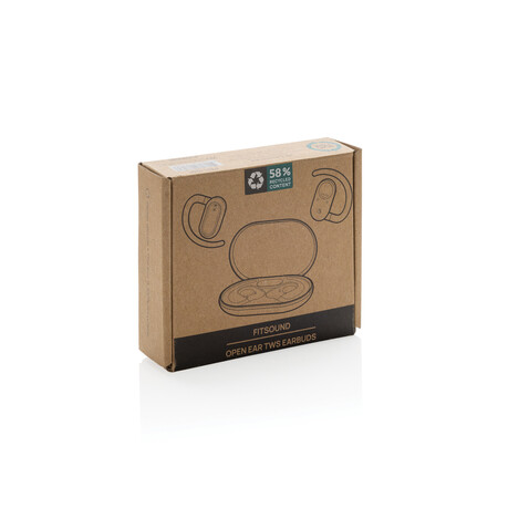 Fitsound TWS-Ohrhörer aus RCS recyceltem Kunststoff schwarz bedrucken, Art.-Nr. P331.1001
