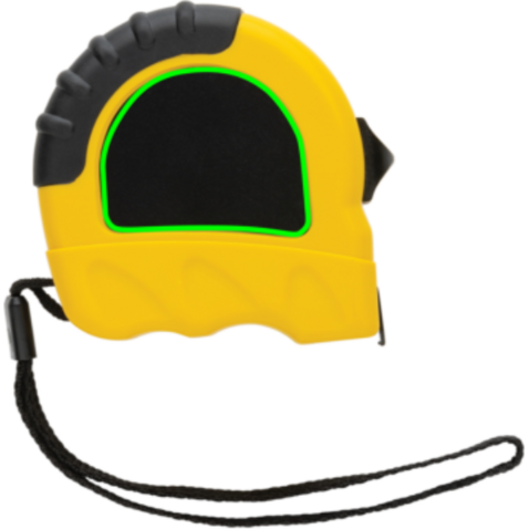 5m/19mm Maßband aus RCS recyceltem Kunststoff gelb, schwarz bedrucken, Art.-Nr. P112.116