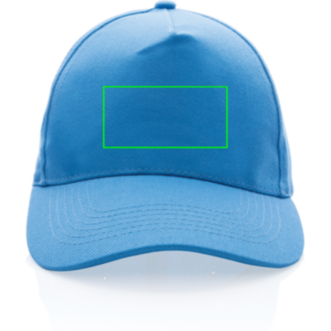 Impact 5 Panel Kappe aus 280gr rCotton mit AWARE™ Tracer tranquil blue bedrucken, Art.-Nr. P453.475