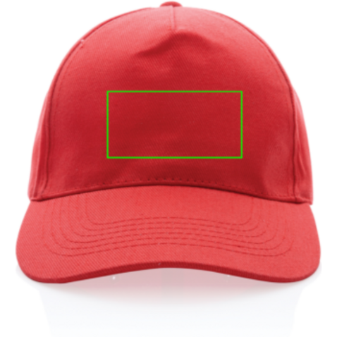 Impact 5 Panel Kappe aus 280gr rCotton mit AWARE™ Tracer luscious red bedrucken, Art.-Nr. P453.474