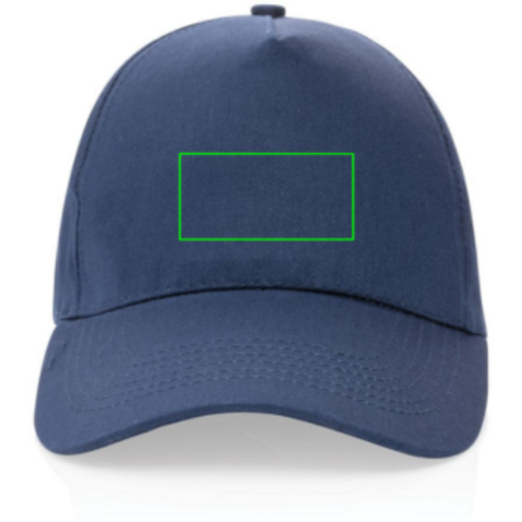 Impact 5 Panel Kappe aus 190gr rCotton mit AWARE™ Tracer navy blau bedrucken, Art.-Nr. P453.339