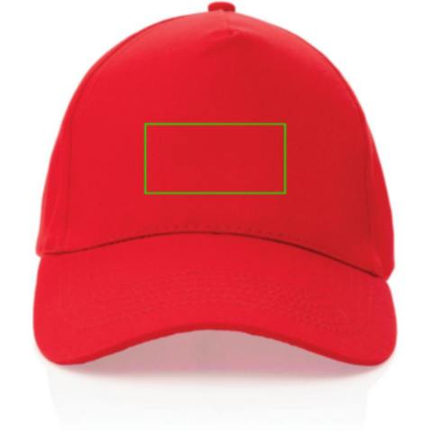 Impact 5 Panel Kappe aus 190gr rCotton mit AWARE™ Tracer rot bedrucken, Art.-Nr. P453.334
