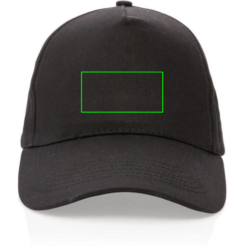 Impact 5 Panel Kappe aus 190gr rCotton mit AWARE™ Tracer schwarz bedrucken, Art.-Nr. P453.331