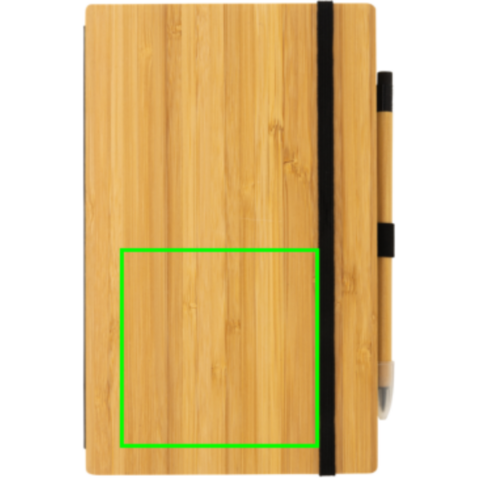Bambus-Notizbuch und Infinity-Bleistift im Set braun bedrucken, Art.-Nr. P774.469