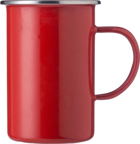 Emaille-Becher (450 ml) Ayden – Rot bedrucken, Art.-Nr. 008999999_1014857