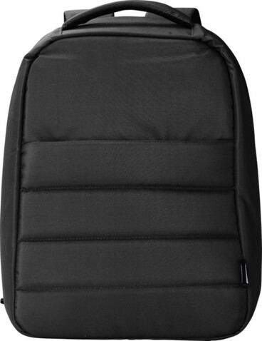 rPET-Polyester (300D) Anti-Diebstahl-Laptop-Rucksack Calliope – Schwarz bedrucken, Art.-Nr. 001999999_1015161