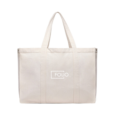 VINGA Hilo AWARE™ Maxi-Tasche aus recyceltem Canvas off white bedrucken, Art.-Nr. V762013