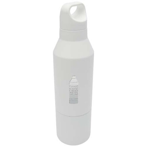 Odessy 600 ml Isolierflasche und 300 ml Becher aus RCS recyceltem Edelstahl, weiss bedrucken, Art.-Nr. 10084001