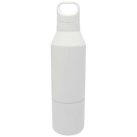 Odessy 600 ml Isolierflasche und 300 ml Becher aus RCS recyceltem Edelstahl, weiss bedrucken, Art.-Nr. 10084001