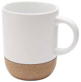 Billie 300 ml Keramiktasse mit Korkdetails, weiss bedrucken, Art.-Nr. 10084701