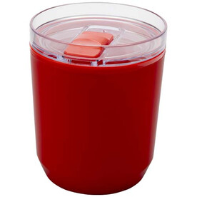 Hudson 180 ml doppelwandiger Becher aus recyceltem Kunststoff, rot bedrucken, Art.-Nr. 10085221