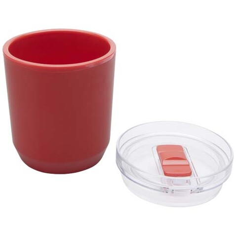 Hudson 180 ml doppelwandiger Becher aus recyceltem Kunststoff, rot bedrucken, Art.-Nr. 10085221