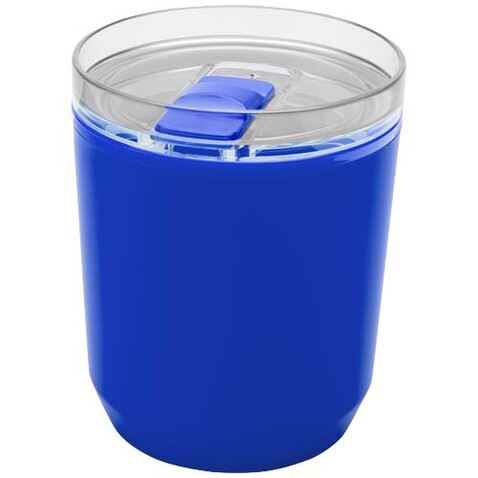 Hudson 180 ml doppelwandiger Becher aus recyceltem Kunststoff, blau bedrucken, Art.-Nr. 10085252