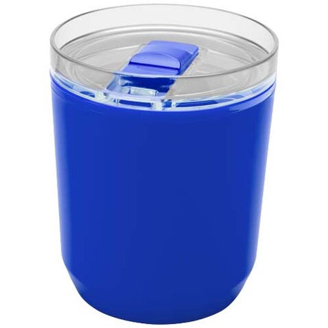 Hudson 180 ml doppelwandiger Becher aus recyceltem Kunststoff, blau bedrucken, Art.-Nr. 10085252