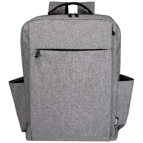 Libra 15&quot; Laptop-Rucksack aus recyceltem GRS-Material 15 L, heather grau bedrucken, Art.-Nr. 13008480