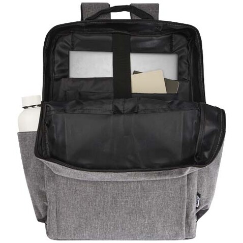 Libra 15&quot; Laptop-Rucksack aus recyceltem GRS-Material 15 L, heather grau bedrucken, Art.-Nr. 13008480