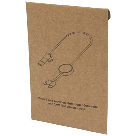 Alasia 30 cm 5-in-1 Kabel aus recyceltem Kunststoff für Datenübertragung und 27W Schnellladung, rot bedrucken, Art.-Nr. 12442421