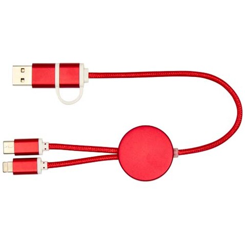 Alasia 30 cm 5-in-1 Kabel aus recyceltem Kunststoff für Datenübertragung und 27W Schnellladung, rot bedrucken, Art.-Nr. 12442421