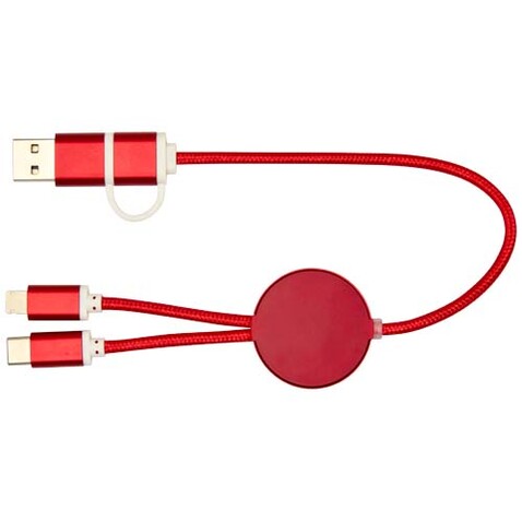 Alasia 30 cm 5-in-1 Kabel aus recyceltem Kunststoff für Datenübertragung und 27W Schnellladung, rot bedrucken, Art.-Nr. 12442421