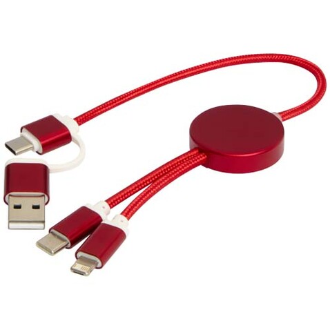 Alasia 30 cm 5-in-1 Kabel aus recyceltem Kunststoff für Datenübertragung und 27W Schnellladung, rot bedrucken, Art.-Nr. 12442421
