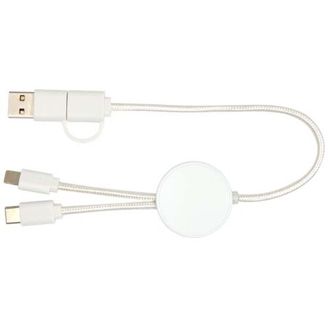 Citala 30 cm 5-in-1 Kabel aus recyceltem Kunststoff für Datenübertragung und 27W Schnellladung, weiss bedrucken, Art.-Nr. 12442701