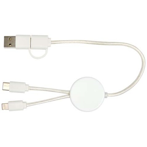 Citala 30 cm 5-in-1 Kabel aus recyceltem Kunststoff für Datenübertragung und 27W Schnellladung, weiss bedrucken, Art.-Nr. 12442701