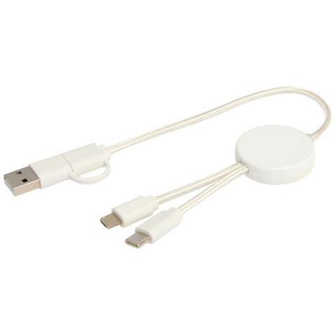 Citala 30 cm 5-in-1 Kabel aus recyceltem Kunststoff für Datenübertragung und 27W Schnellladung, weiss bedrucken, Art.-Nr. 12442701