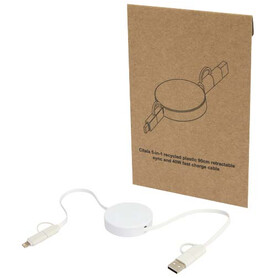 Citala 90 cm 5-in-1 Kabel aus recyceltem Kunststoff für Datenübertragung und 40W Schnellladung, weiss bedrucken, Art.-Nr. 12443001