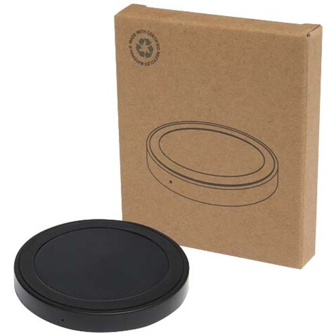 Freal 15W Kabelloses Ladepad aus recyceltem Kunststoff, schwarz bedrucken, Art.-Nr. 12443490