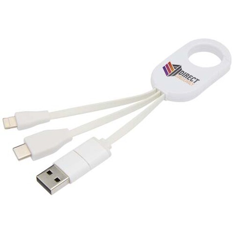 Troop 4-in-1 Ladekabel aus recyceltem Kunststoff, weiss bedrucken, Art.-Nr. 12443501