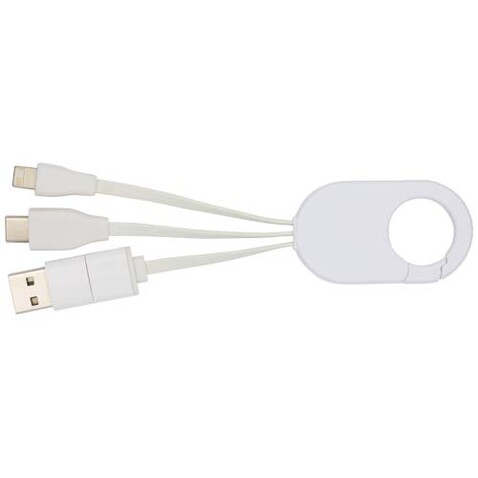 Troop 4-in-1 Ladekabel aus recyceltem Kunststoff, weiss bedrucken, Art.-Nr. 12443501