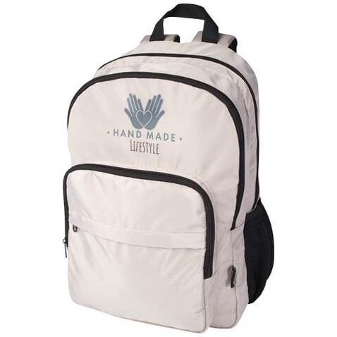 Trend Plus 15&quot; Laptop-Rucksack aus recyceltem GRS-Material 20 L, Oatmeal bedrucken, Art.-Nr. 13008607