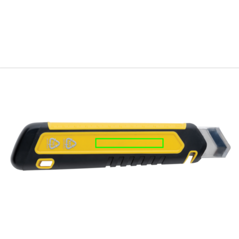 Nachfüllbares RCS Abbrechmesser mit Soft-Grip gelb bedrucken, Art.-Nr. P215.176