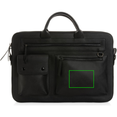 Swiss Peak 14&quot; Laptoptasche aus GRS recyceltem PU schwarz bedrucken, Art.-Nr. P732.191