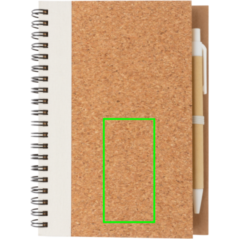 Kork Spiral-Notizbuch mit Stift weiß bedrucken, Art.-Nr. P774.273 Kork Spiral-Notizbuch mit Stift weiß bedrucken, Art.-Nr. P774.273