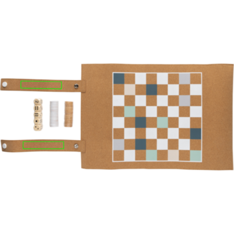 Britton faltbares Backgammon und Damespiel Set aus Kork braun bedrucken, Art.-Nr. P940.219