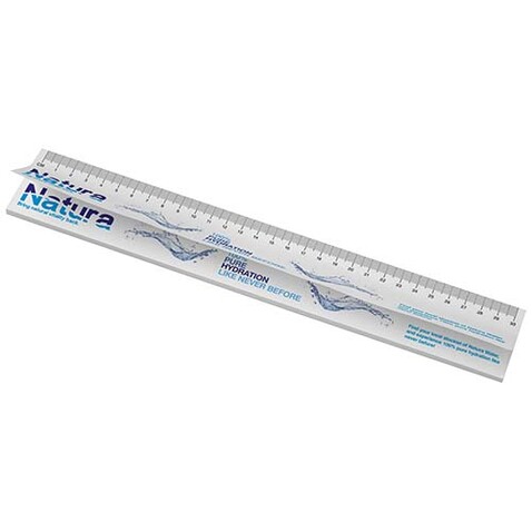 Sticky-Mate® Haftnotizen mit gedrucktem 30 cm Lineal aus recyceltem Material, weiss bedrucken, Art.-Nr. 21301022