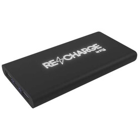 SCX.design P40 10.000 mAh kabellose Powerbank mit Leuchtlogo, schwarz bedrucken, Art.-Nr. 2PX06090